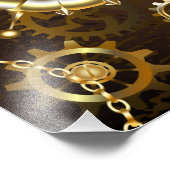 Houten achtergrond met mechanisch zeepaard foto afdruk (Hoek)