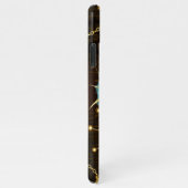 Houten achtergrond met mechanisch zeepaardje iPhone hoesje (Rechterkant)