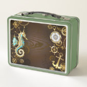 Houten Achtergrond met Mechanische Zeepaard (Achterkant)