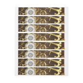 Houten achtergrond met mechanische zeepaard adreslabel wikkel (Vel)