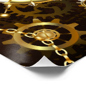 Houten achtergrond met mechanische zeepaard perfect poster (Hoek)