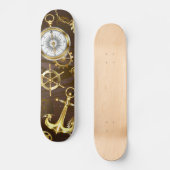 Houten Achtergrond met Mechanische Zeepaard Skateboard (Voorkant)