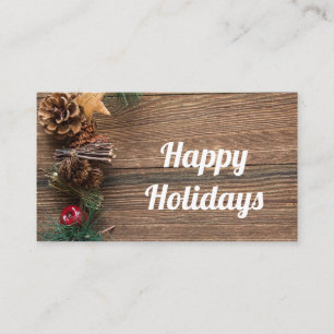 houten achtergrond met pijnbomen visitekaartje