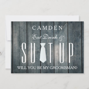 Houten achtergrond Suitup Wil je mijn getuige zijn Kaart