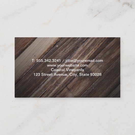 Houten achtergrond | Wijn | QR-code Visitekaartje (Achterkant)