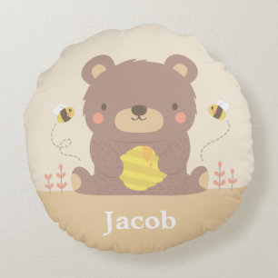 Houten Babybeer Kinderkamer Decoratie Kussensloop Rond Kussen