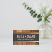 Houten banner met gouden rand visitekaartje (Staand voorkant)