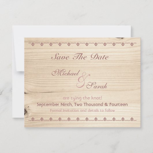 Houten bewaar de datum save the date (Voorkant)
