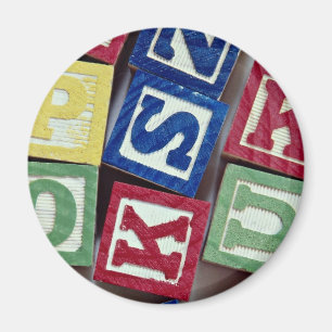 Houten blokken met alfabetten voor kinderen magneet