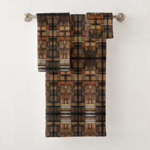 Houten bloktypografie en kunstcollage 8 bad handdoek