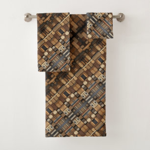 Houten bloktypografie en kunstcollage 9 bad handdoek