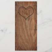 Houten boom gekarteld in het menu Hart Rustic Wedd (Achterkant)