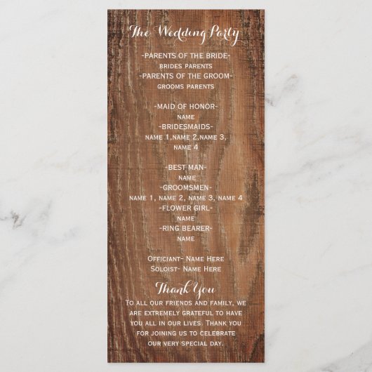 Houten boom gesneden in hart rustieke bruiloft pro programma (Achterkant)