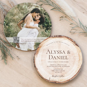 Houten Boom Met Foto RSVP Unieke Landelijke Bruilo Kaart