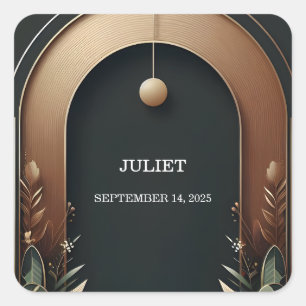 Houten Boom Rustieke Schuur Boerderij Boog Bruidsd Vierkante Sticker