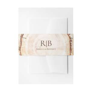 Houten Boom Schors achtergrond Bruiloft Monogram C Uitnodigingen Wikkel