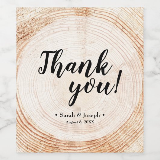 Houten boomschors rustieke bruiloft dank u gunst wijn etiket (Enkel label)