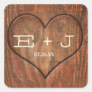 Houten boomstam gesneden hart roestige sticker