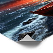 Houten boot aan zee poster (Hoek)