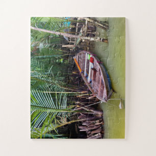Houten boot in Mekongdelta Legpuzzel