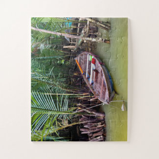 Houten boot in Mekongdelta Legpuzzel