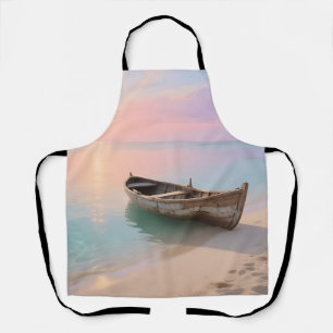 Houten Boot Tropische Zonsondergang Strand Schort