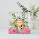 Houten bord en vlindertuin Moederdag Kaart (Staand voorkant)