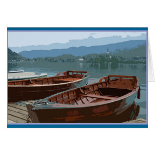 Houten boten op het meer van Bled, Slovenië