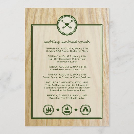 Houten Bruiloft & Glamping Uitnodiging (Achterkant)