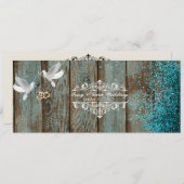 Houten bruiloft RSVP met glitters & duiven Kaart (Voorkant / Achterkant)