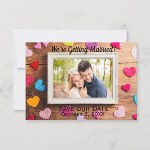 Houten bureauframe - 3x5 Save Our Date Kaart