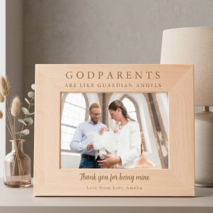 Houten dank je wel aandenken voor peetouders gegraveerde lijstjes