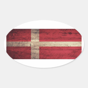 Houten Denemarken Vlag Ovale Sticker