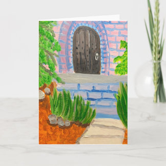 Houten deur 🚪 in bakstenen 🧱 gebouw kaart
