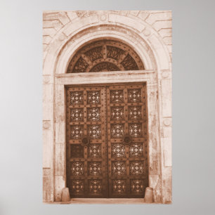 Houten deuren in het oude kwart Barcelona, Spanje Poster