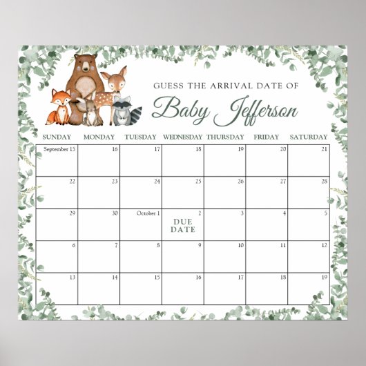 Houten Dieren Groene Groei Verwachte Bevalling Kal Poster (Voorkant)