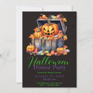Houten Doos van Snoep Zwart Halloween Diner Party Kaart