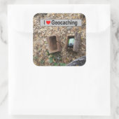 Houten dooshuid: Geocaching Vierkante Sticker (Tas)