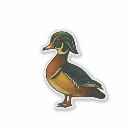 Houten Eend Sticker (Voorkant)