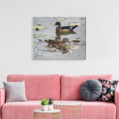 Houten eenden in een vijver canvas afdruk (Insitu (Woonkamer))