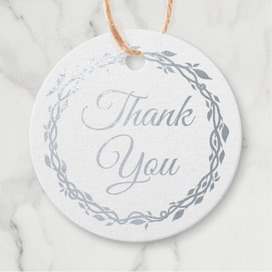 Houten Elegantie Bruiloft Dubbelzijdig Zilveren Fo Bedankjes Labels (Voorkant)