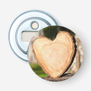 Houten flesopener in de vorm van een hart button flesopener