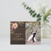 Houten foto bruiloft dank u briefkaart (Staand voorkant)