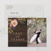 Houten foto bruiloft dank u briefkaart (Voorkant / Achterkant)