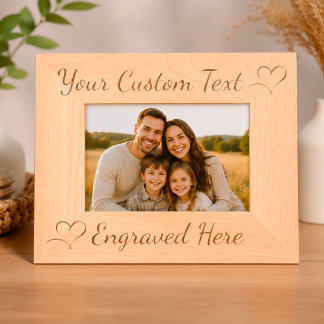 Houten fotolijst met gravering, geschenk gegraveerde lijstjes