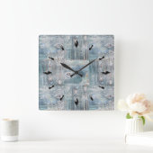 Houten getextureerde patches ontwerpen natuurlijk  vierkante klok (Huis)