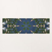 Houten Gouden Heilig Kruis, Groene Botanische Blau Yogamat (Achterkant (horizontaal))