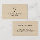 Houten Graan Professioneel Elegant Monogram #9 Visitekaartje (Voorkant / Achterkant)