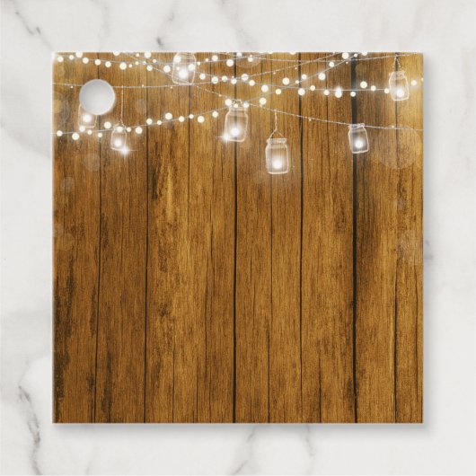 Houten Graan & String Lights Rustiek Bedankjes Labels (Voorkant)