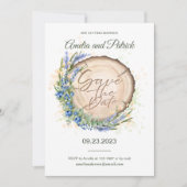 Houten Graancirkel Blauwebes Lavendel Bruiloft Save The Date (Voorkant)